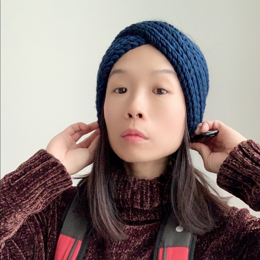 Chunky Winter Knit Headband- MIDNIGHT BLUE - Picture 4 of 11